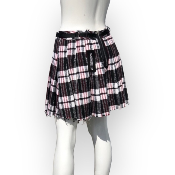 Current Mood Plaid Pleated Skirt - White - Dolls Kill - Picture 5 of 12